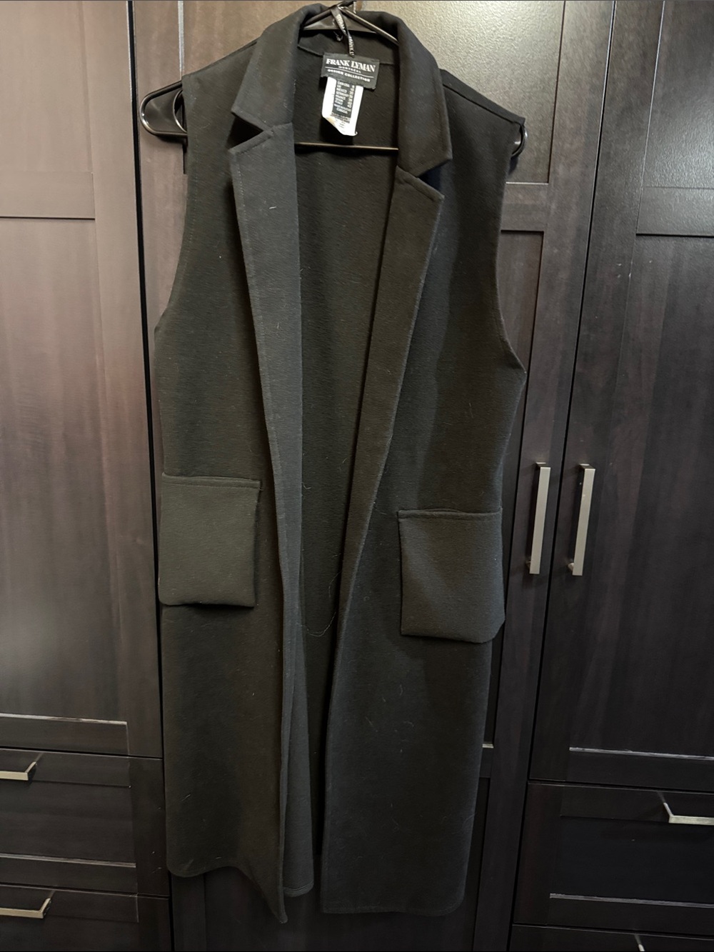 Frank Lyman Design Black Long Sleeveless Vest